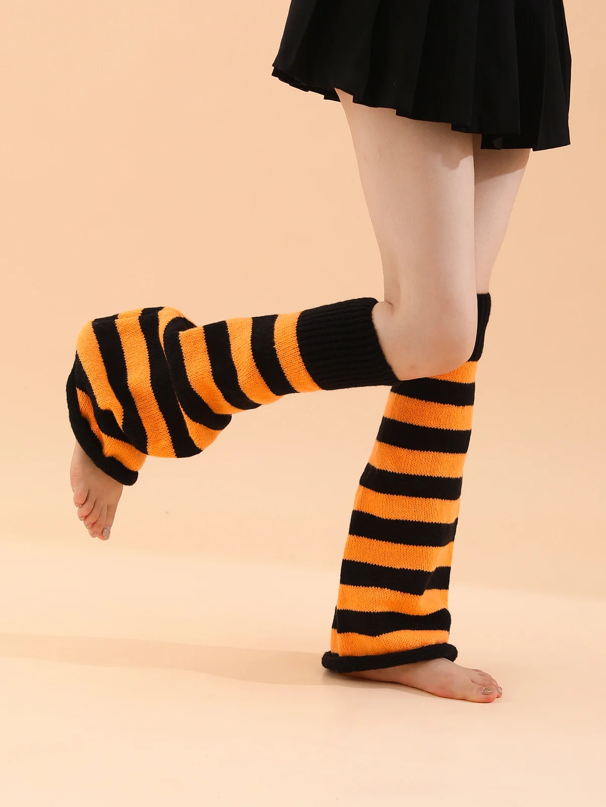 Flared Y2K Knitted Leg Warmer Rave Goth Cute Lolita Socks For Halloween Party — image 5