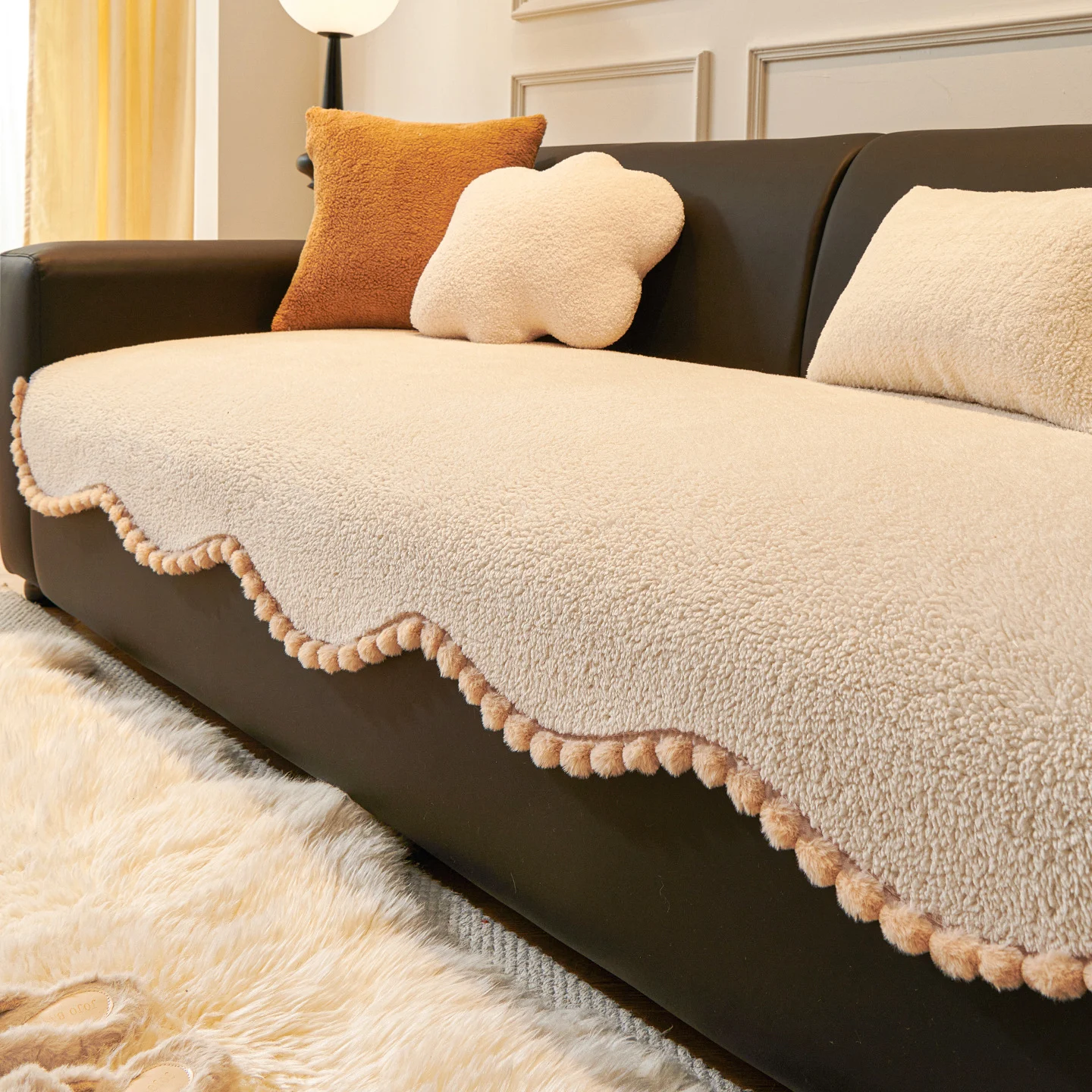 Fleece-lined Extra-thick Plush Sofa Cover — image 9