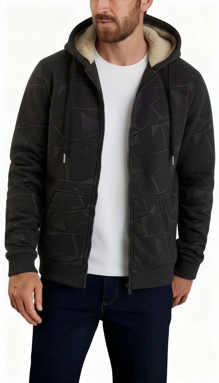 Fleece-lined Jacket Men's Hooded Sweatshirt — image 4