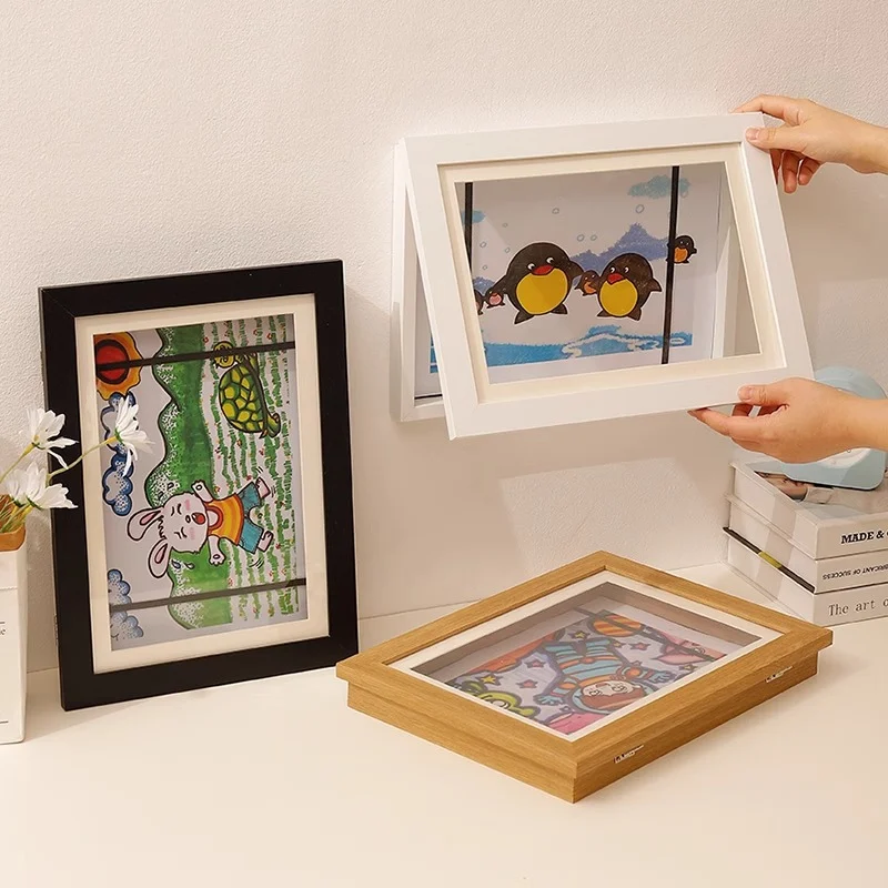 Flip-top Childrens Art Display Frame With Magnetic Storage For Kidsart — image 5