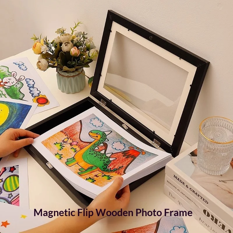 Flip-top Childrens Art Display Frame With Magnetic Storage For Kidsart — image 7