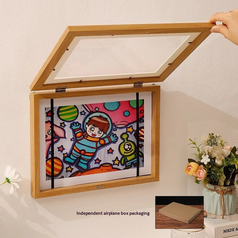Flip-top Childrens Art Display Frame With Magnetic Storage For Kidsart — image 4