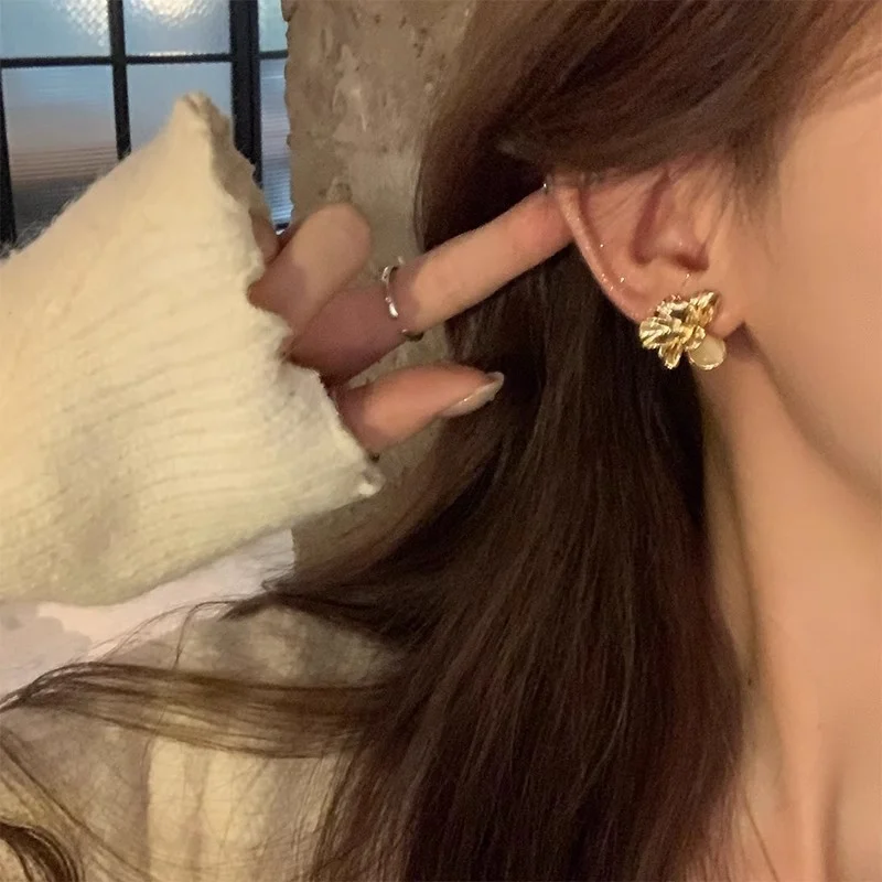 Floral Silver Needle Earrings For Women — image 3