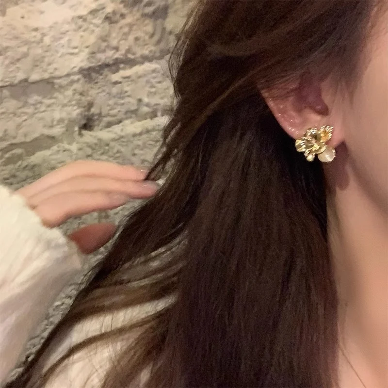 Floral Silver Needle Earrings For Women — image 5