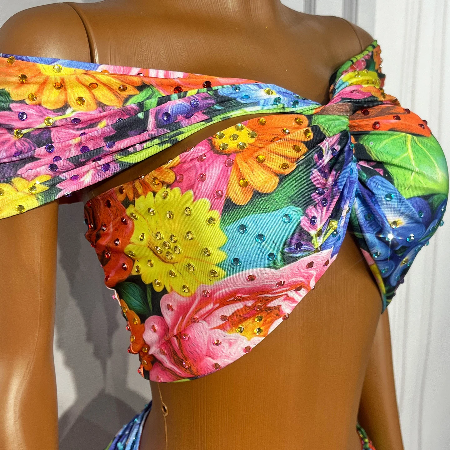 Floral Strapless Off-shoulder Top And Skirt Set — image 2