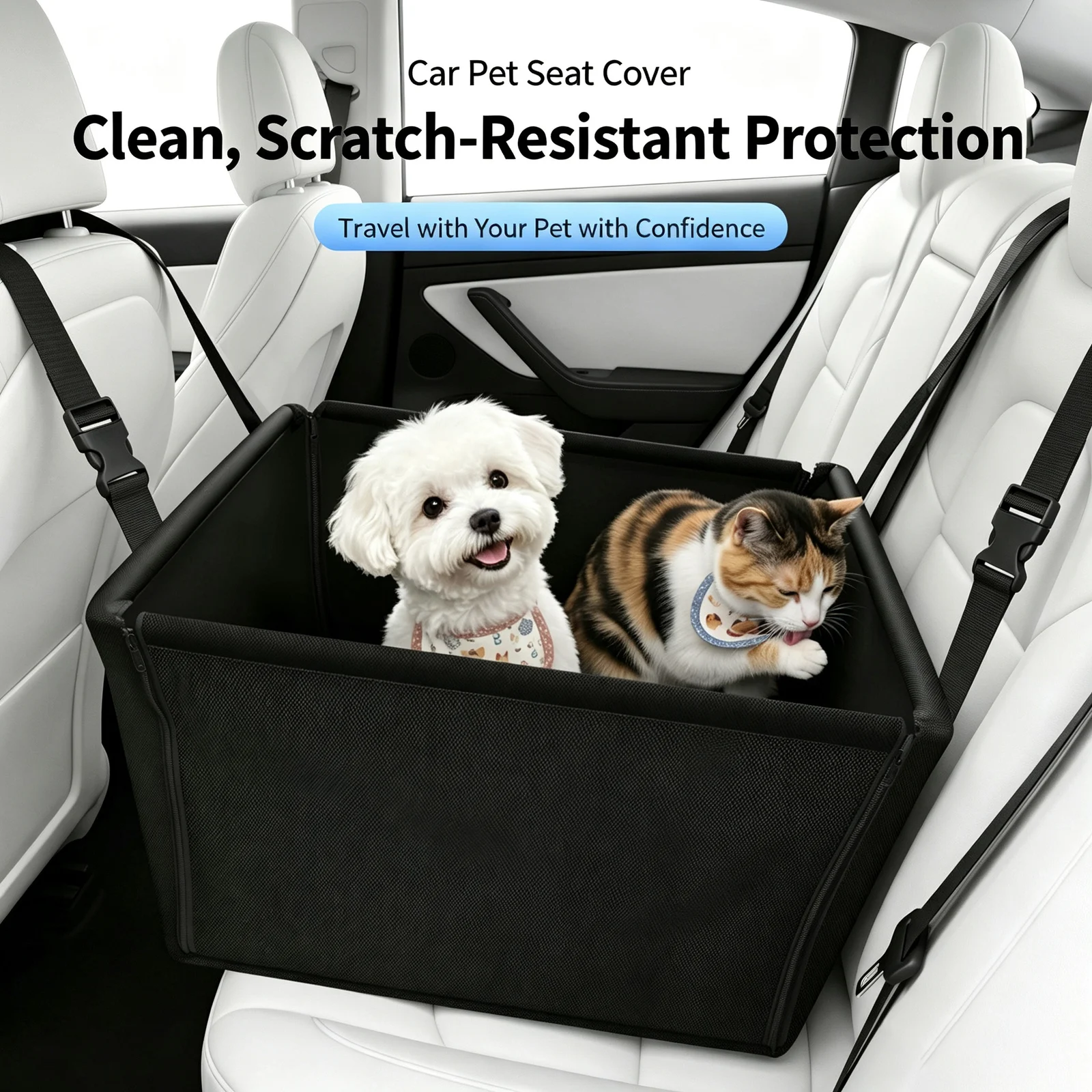 Foldable Car Pet Seat Carrier Waterproof Scratch Resistant Dog Cat Booster Portable… — image 1