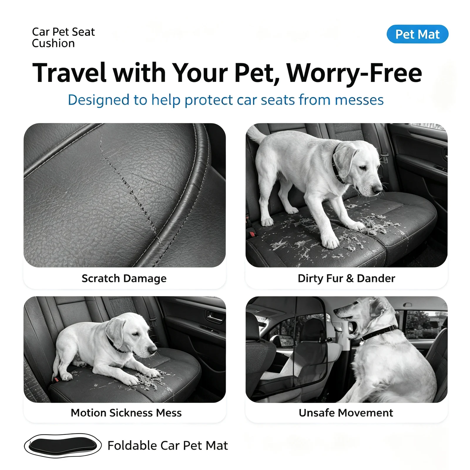 Foldable Car Pet Seat Carrier Waterproof Scratch Resistant Dog Cat Booster Portable… — image 7