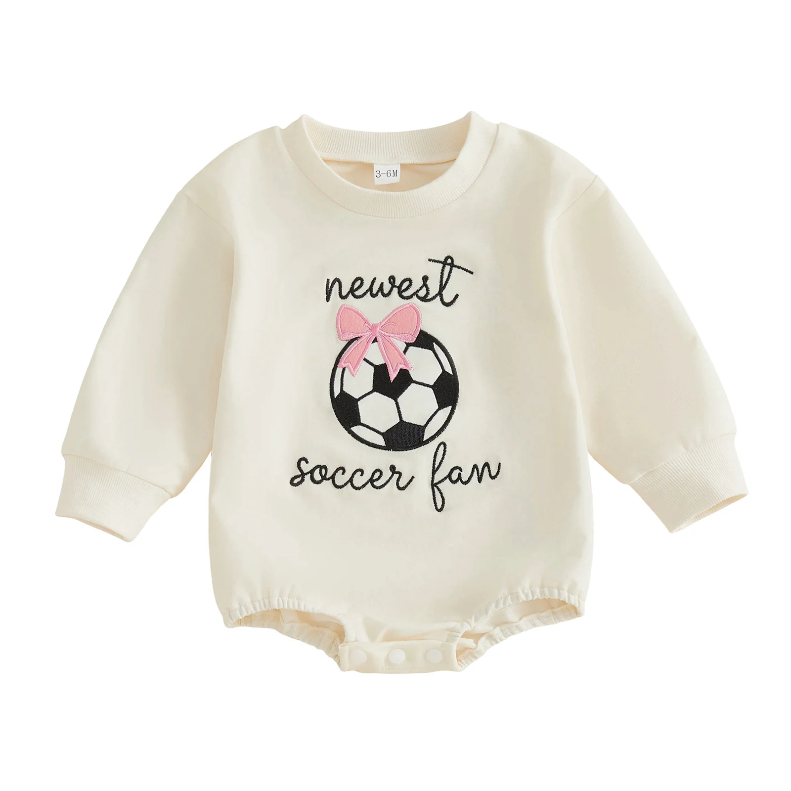 Football Bow-knot Embroidered Long-sleeve Romper — image 3