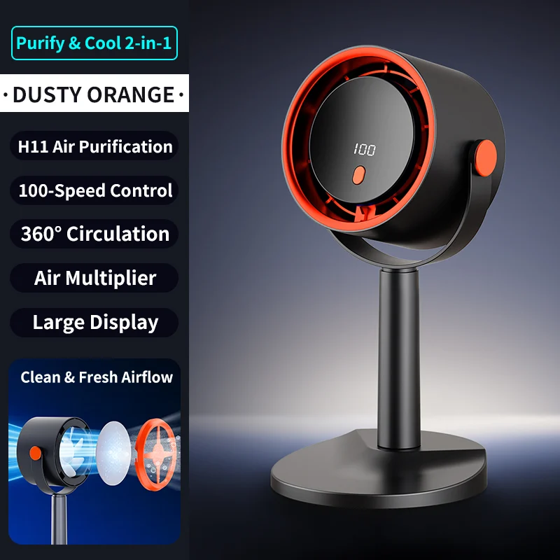 Forest Style Desktop Fan, USB Rechargeable Quiet Portable Fan With Activated Carbon… — image 5