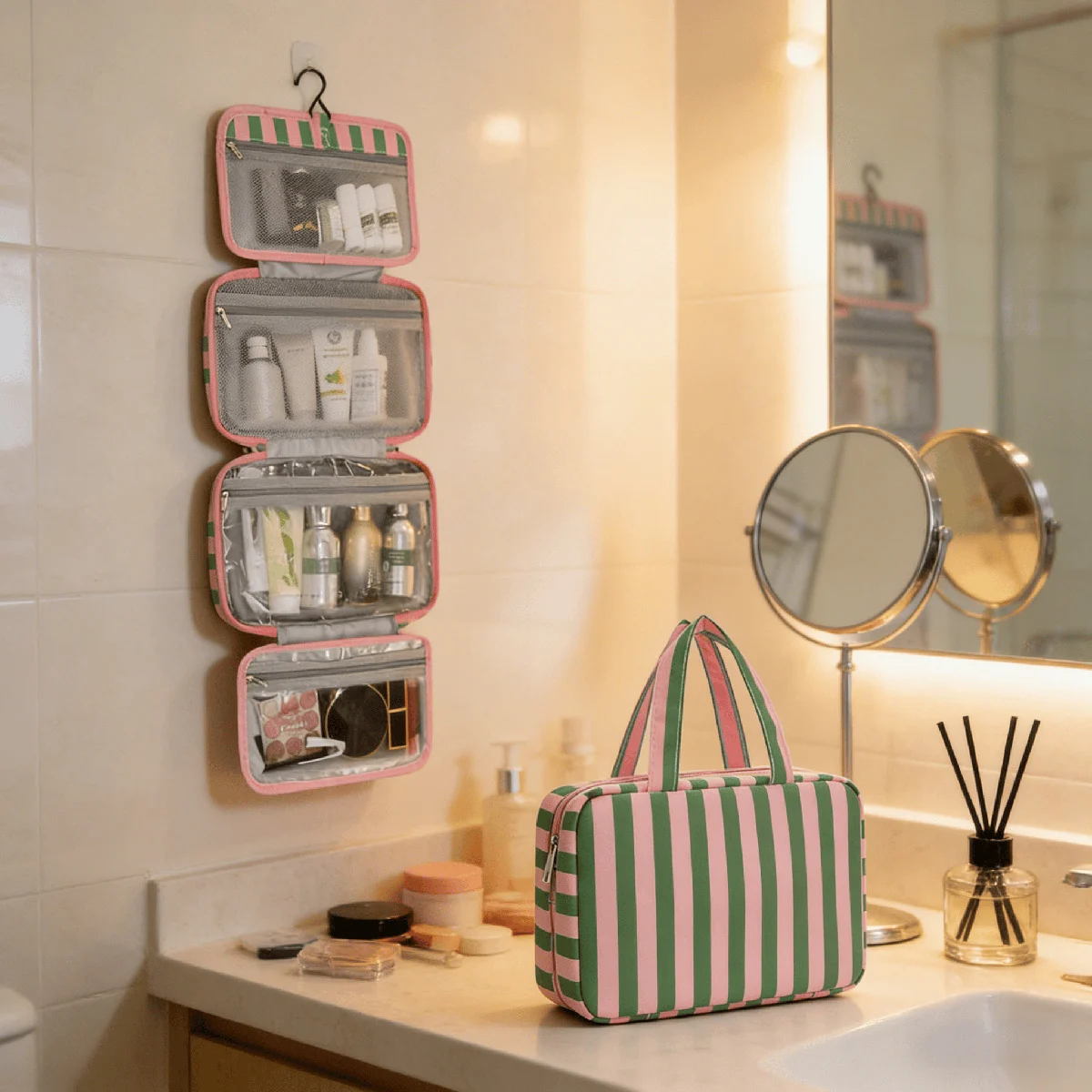 Four-fold Portable Striped Large-capacity Organizer With Dry-wet Separation — image 4