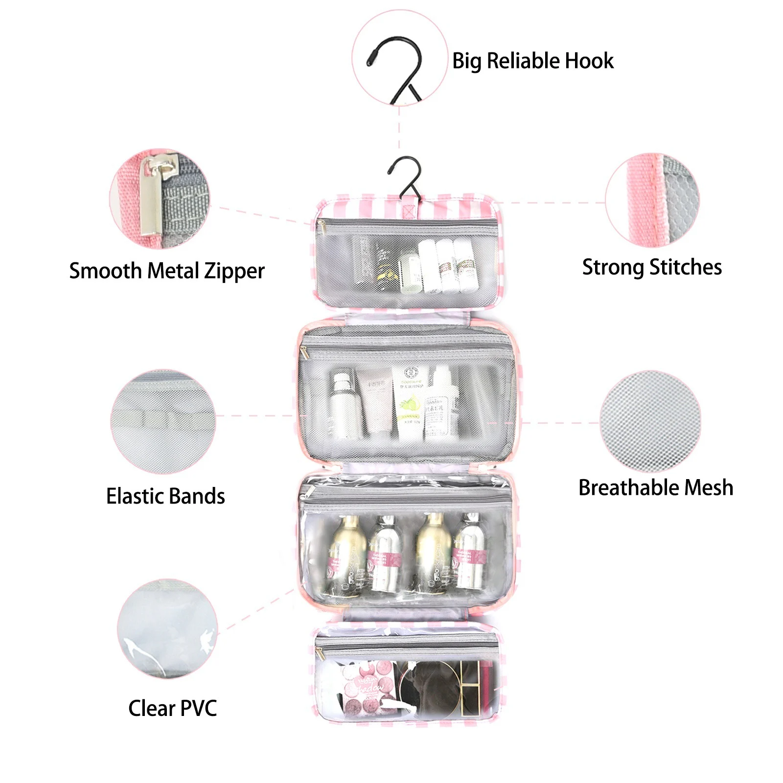 Four-fold Portable Striped Large-capacity Organizer With Dry-wet Separation — image 8