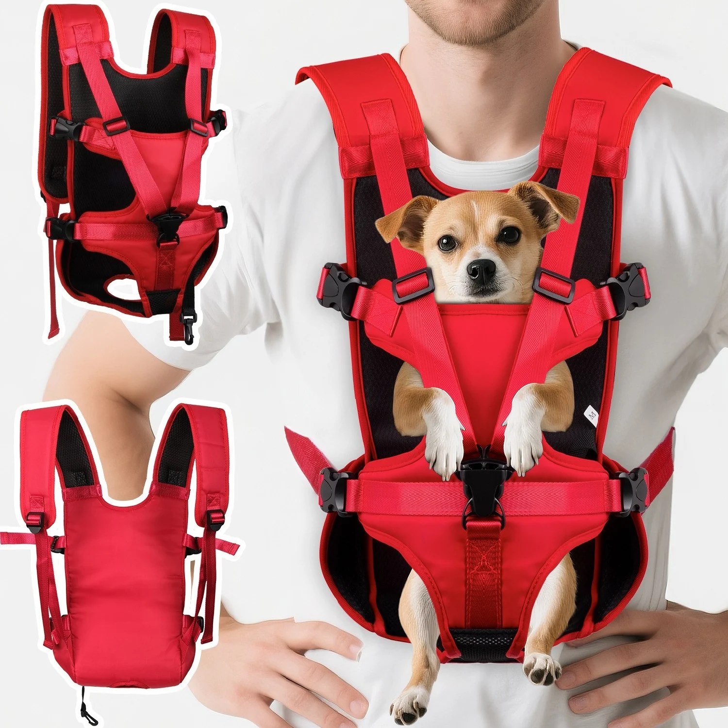 Four-legged Enclosed Wrap-around Chest Pet Backpack For Small Dogs — image 4