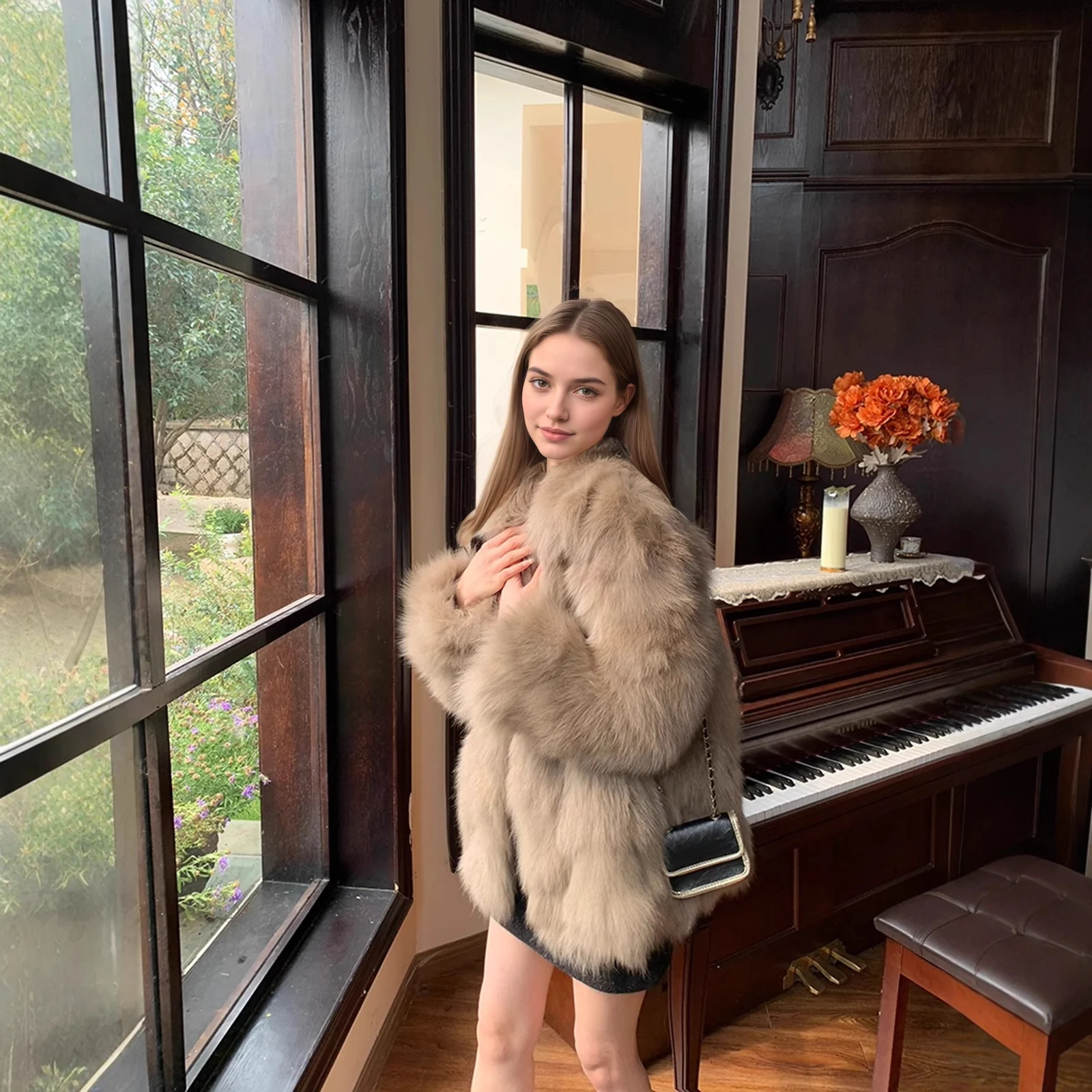 Fox Fur Style Coat Eco Friendly Faux Overcoat — image 2