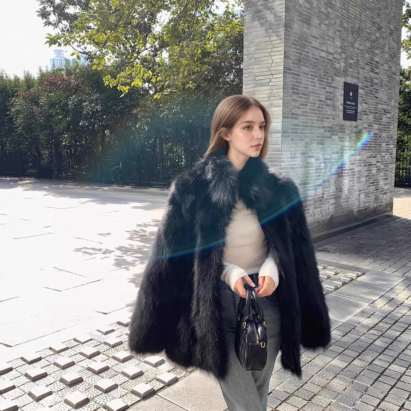 Fox Fur Style Coat Eco Friendly Faux Overcoat — image 4