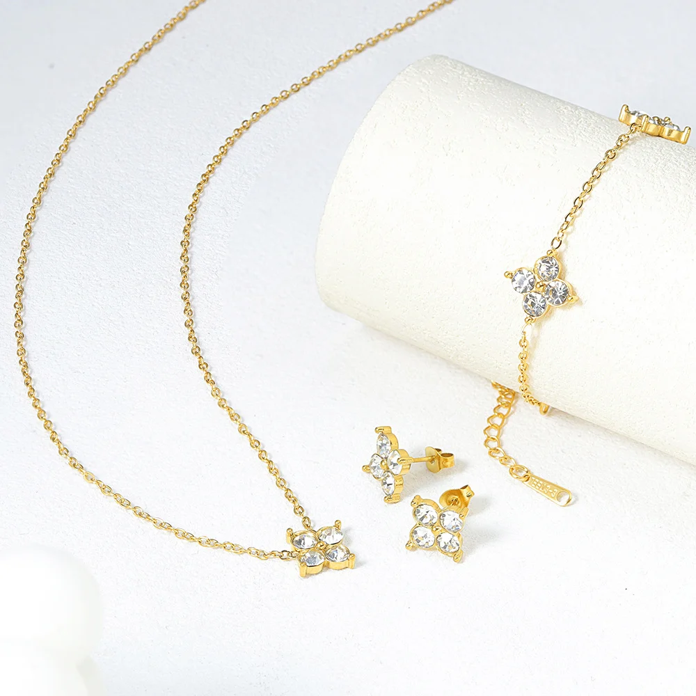 French Babys Breath Bracelet Necklace And Earrings Set — image 3