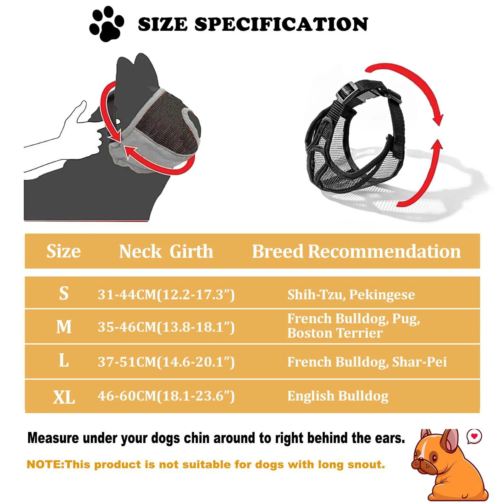 French Muzzle Anti-bite Short-snouted Breathable Pug Dog Face Mask Pet — image 3