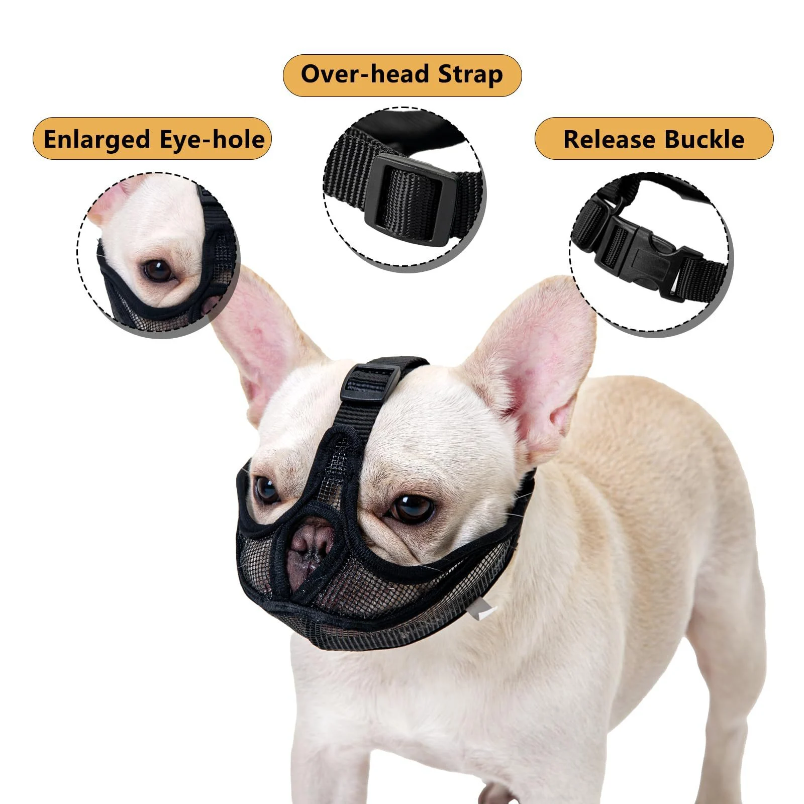 French Muzzle Anti-bite Short-snouted Breathable Pug Dog Face Mask Pet — image 2
