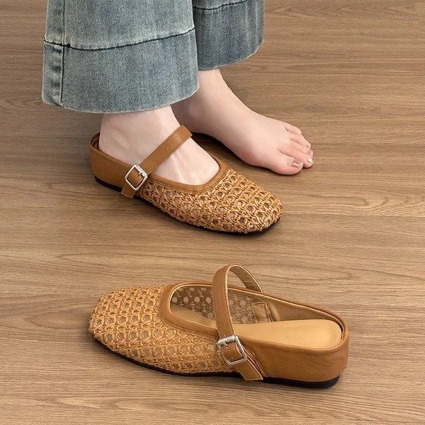 French-style Hidden-heel Hollowed-out Closed-toe Half-slipper For Women — image 7