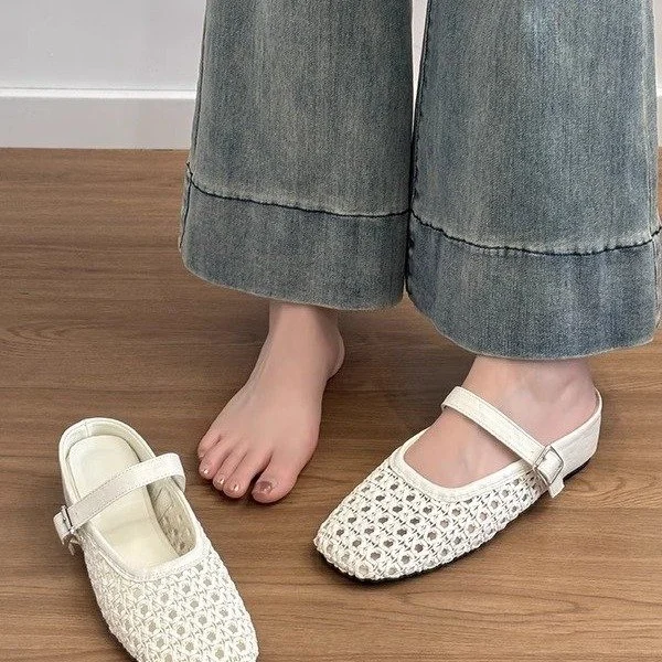 French-style Hidden-heel Hollowed-out Closed-toe Half-slipper For Women — image 6