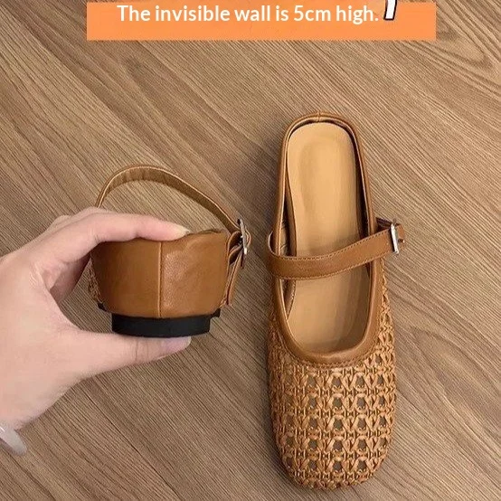 French-style Hidden-heel Hollowed-out Closed-toe Half-slipper For Women — image 4