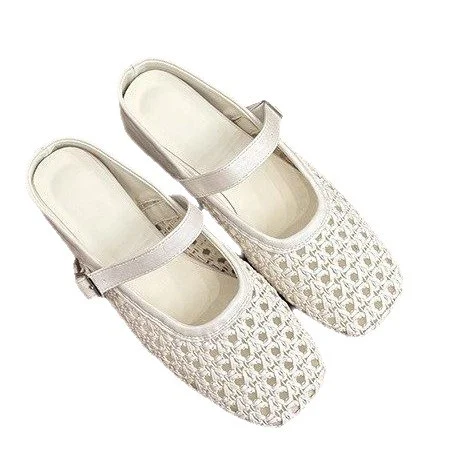 French-style Hidden-heel Hollowed-out Closed-toe Half-slipper For Women — image 3