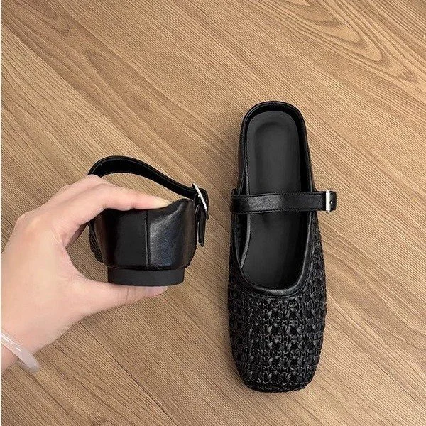 French-style Hidden-heel Hollowed-out Closed-toe Half-slipper For Women — image 5