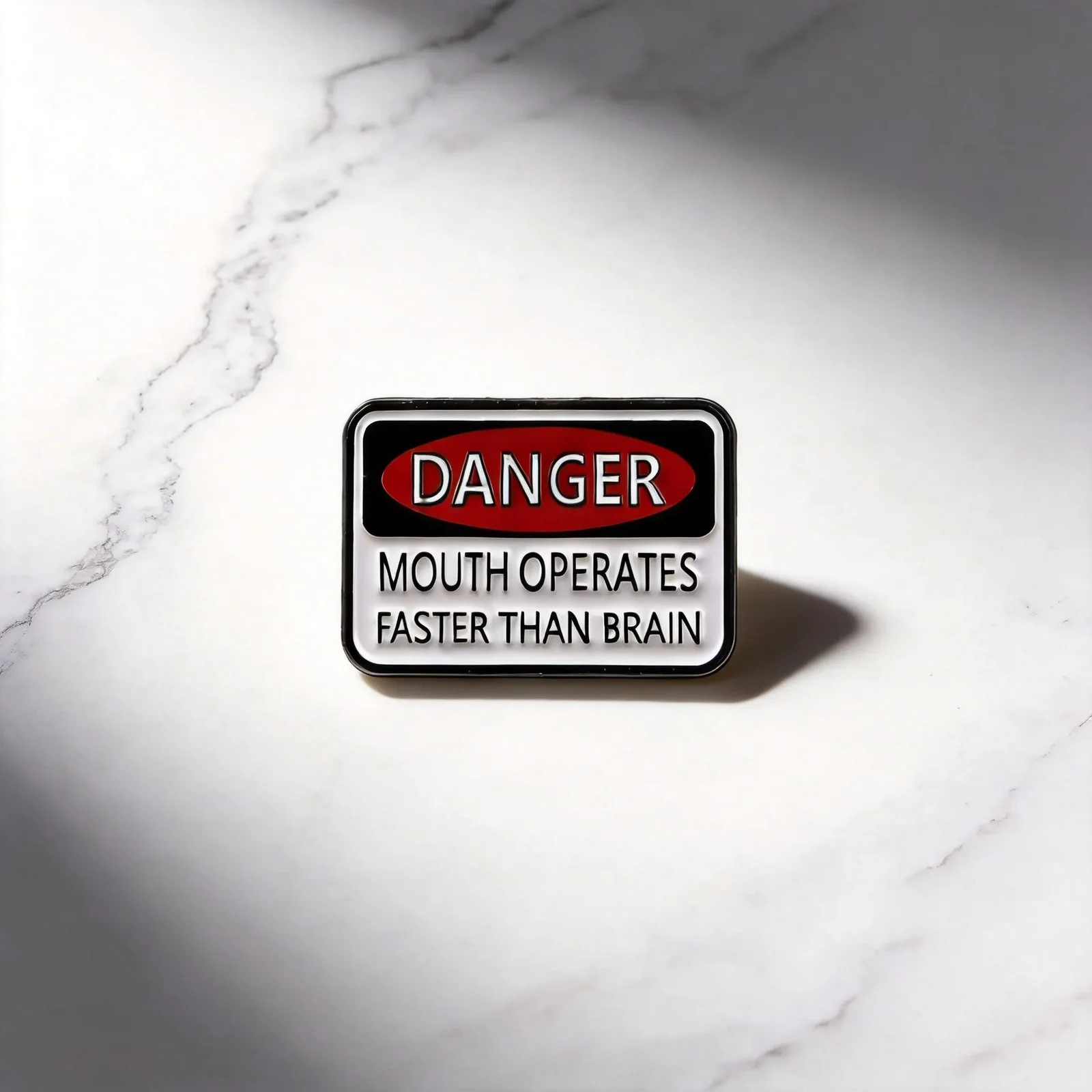 Funny Slogan Warning Sign Brooch — image 4