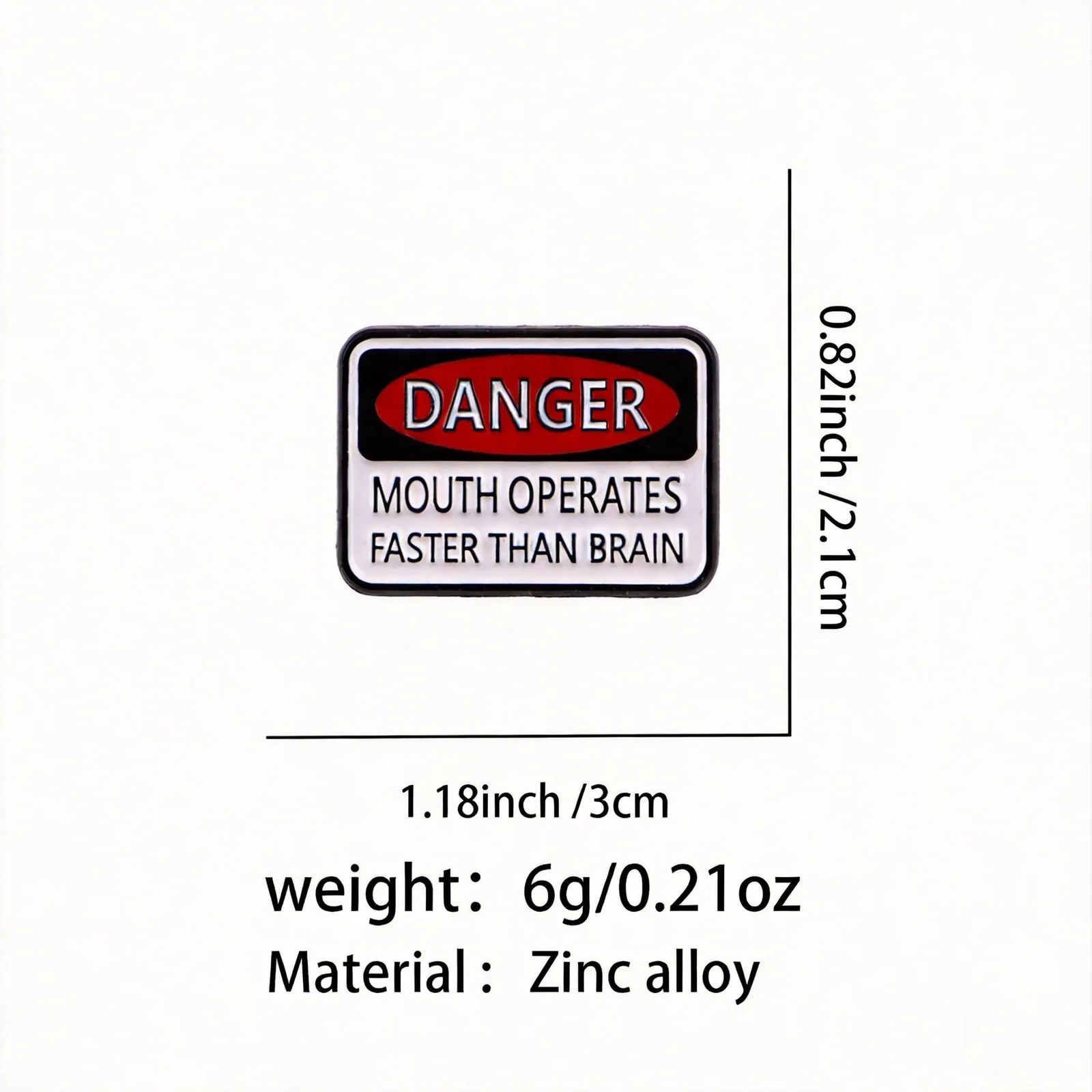 Funny Slogan Warning Sign Brooch — image 2