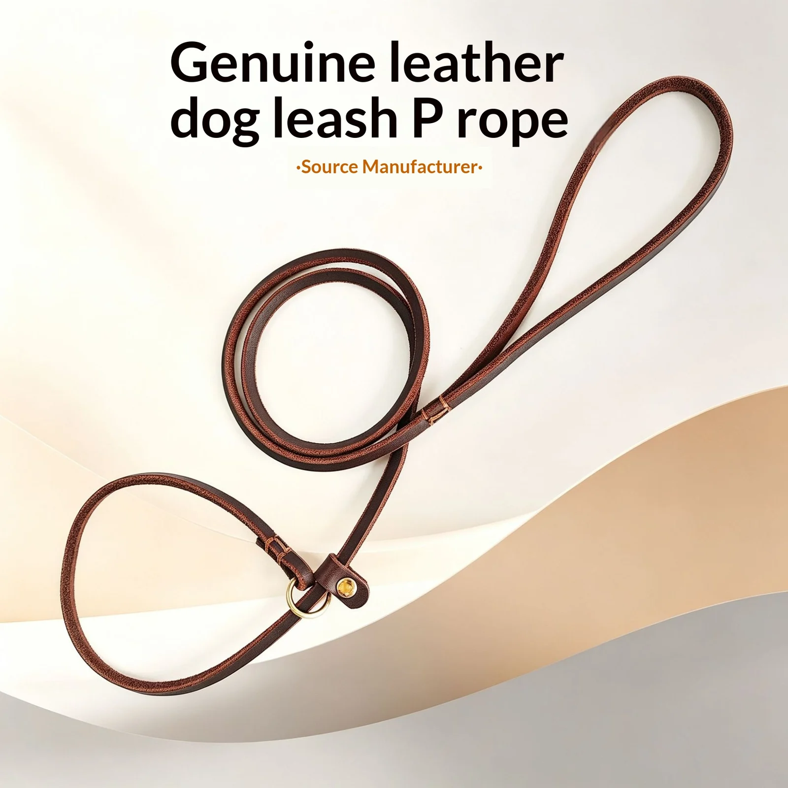 Genuine Leather Braided Rope Cowhide Dog Leash Pet Training — image 1
