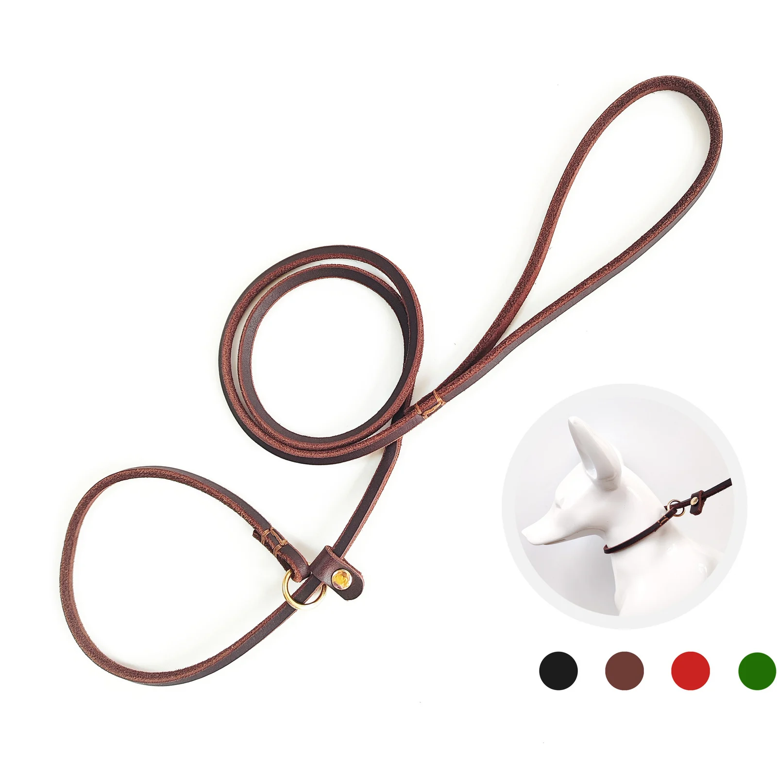 Genuine Leather Braided Rope Cowhide Dog Leash Pet Training — image 4