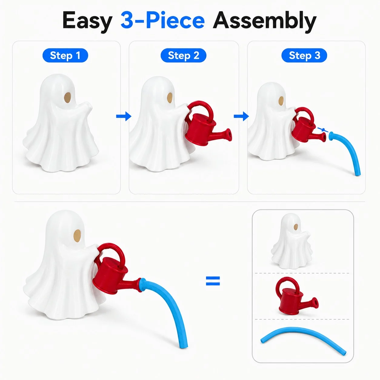 Ghost Plant Watering Decor, Cute Ornament For Small Planters, DIY 3-piece Pot Decoration — image 5