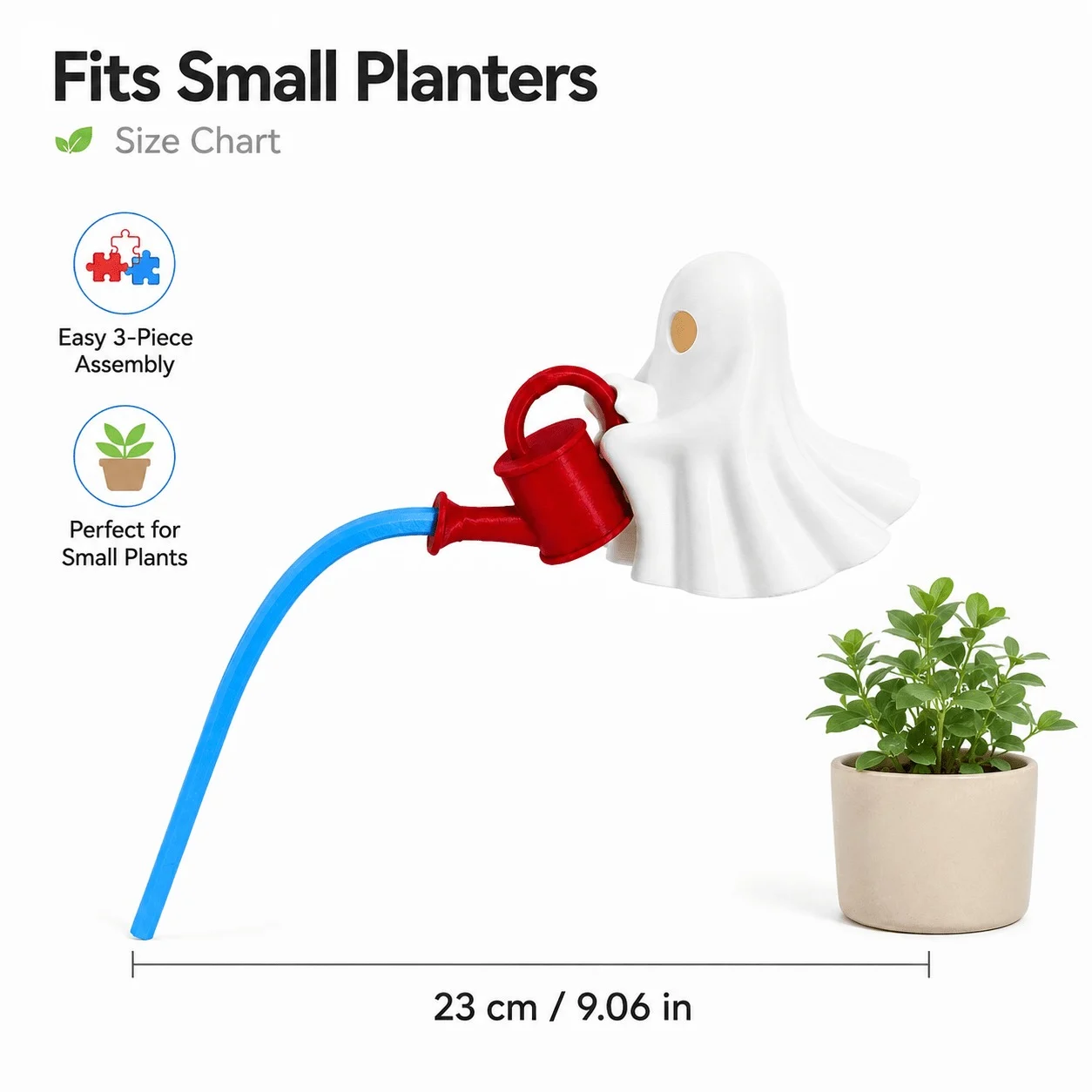 Ghost Plant Watering Decor, Cute Ornament For Small Planters, DIY 3-piece Pot Decoration — image 3