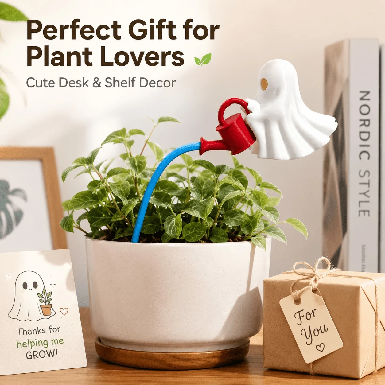 Ghost Plant Watering Decor, Cute Ornament For Small Planters, DIY 3-piece Pot Decoration — image 2