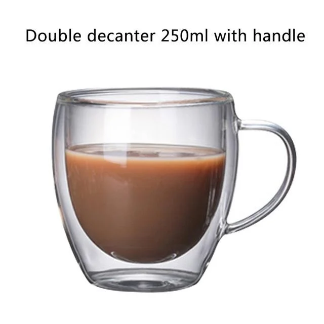 Glass Double Cup-with Handle-250ml-transparent-1 Piece — image 1