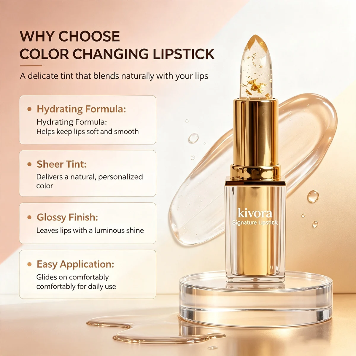 Gold-foil Color-changing Moisturizing Lipsticklightweight And Non-sticky — image 4