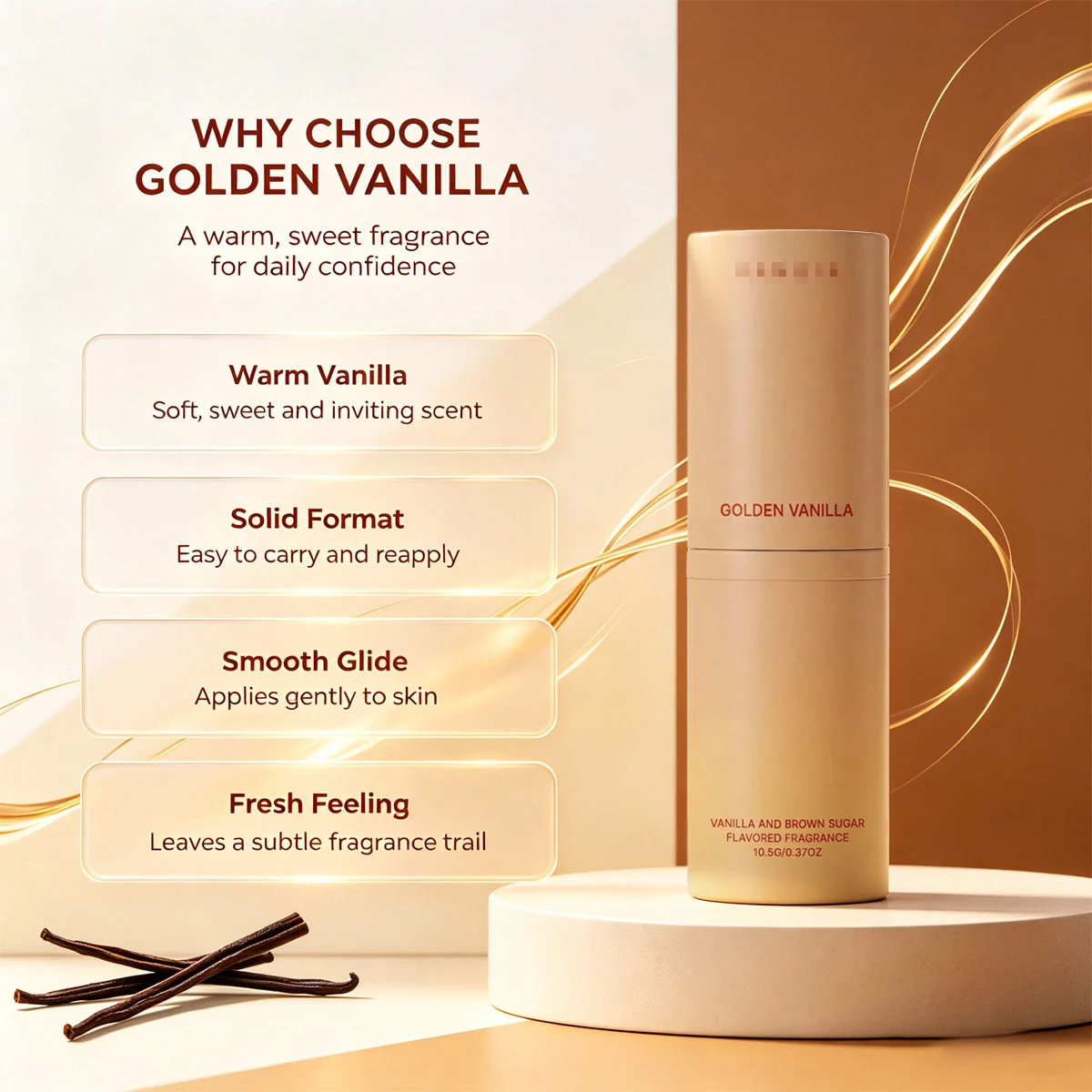 Golden Vanilla-scented Reed Diffuser In A Creamy Brown Hue Enriched With Plant-derived… — image 4