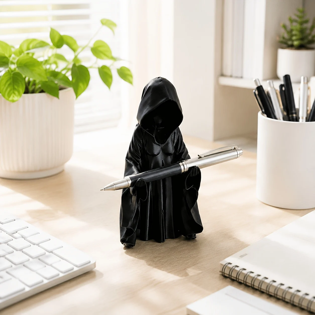 Gothic Hooded Figure Pen Holder, Dark Reaper Style Desk Organizer For Pens And Pencils… — image 2