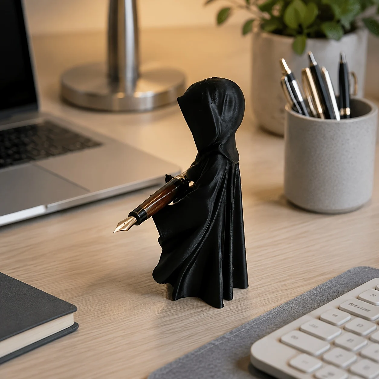 Gothic Hooded Figure Pen Holder, Dark Reaper Style Desk Organizer For Pens And Pencils… — image 5