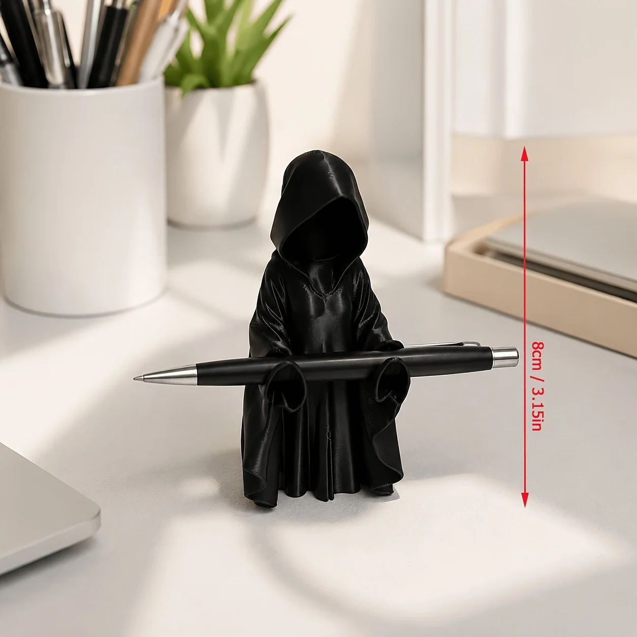 Gothic Hooded Figure Pen Holder, Dark Reaper Style Desk Organizer For Pens And Pencils… — image 4