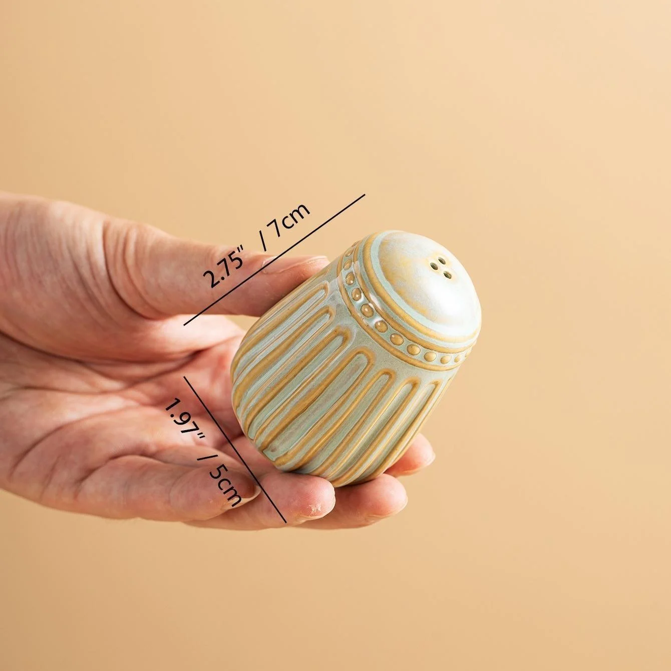 Green-striped Simple And Elegant Kiln-change Ceramic Seasoning Bottle — image 3
