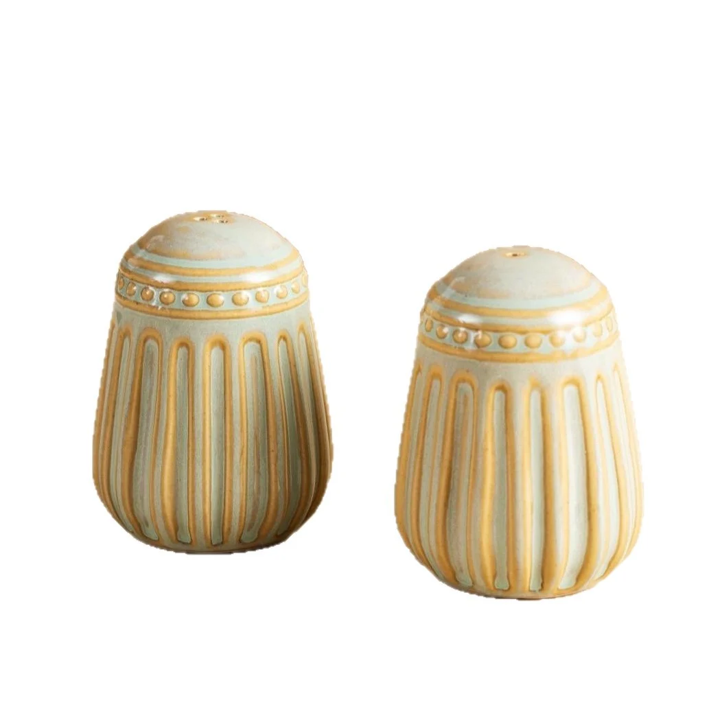 Green-striped Simple And Elegant Kiln-change Ceramic Seasoning Bottle — image 5