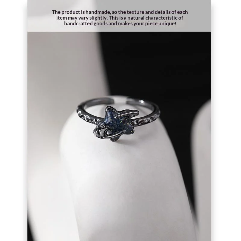 Gun-black Five-pointed Star Womens Adjustable Index Finger Ring — image 6