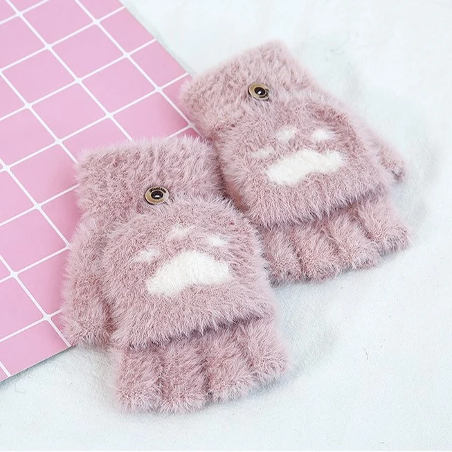 Half-finger Knitted Warm Cat-claw Gloves — image 8