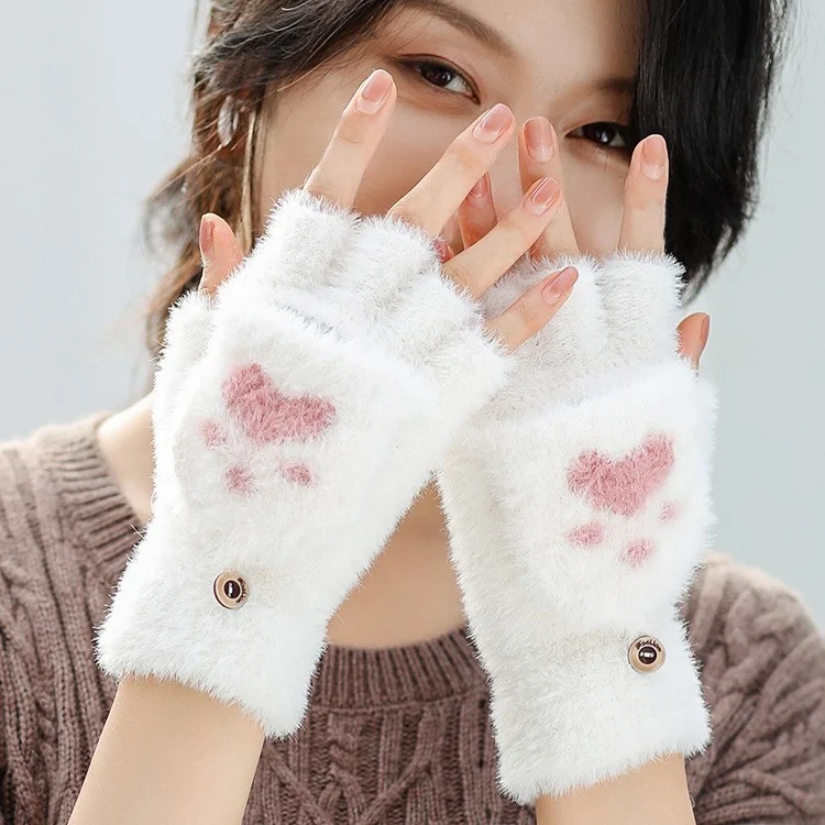 Half-finger Knitted Warm Cat-claw Gloves — image 5