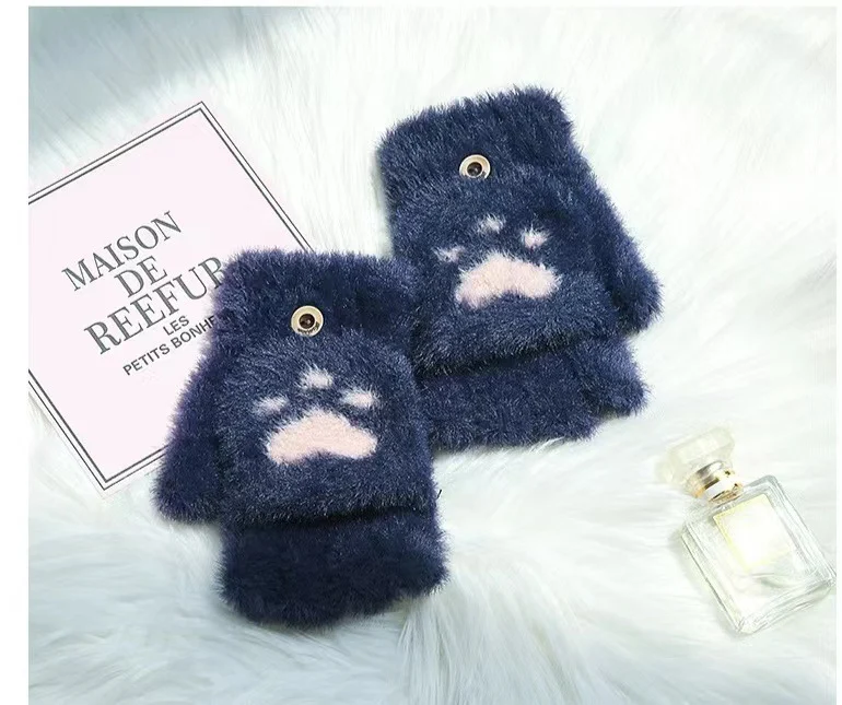 Half-finger Knitted Warm Cat-claw Gloves — variant image