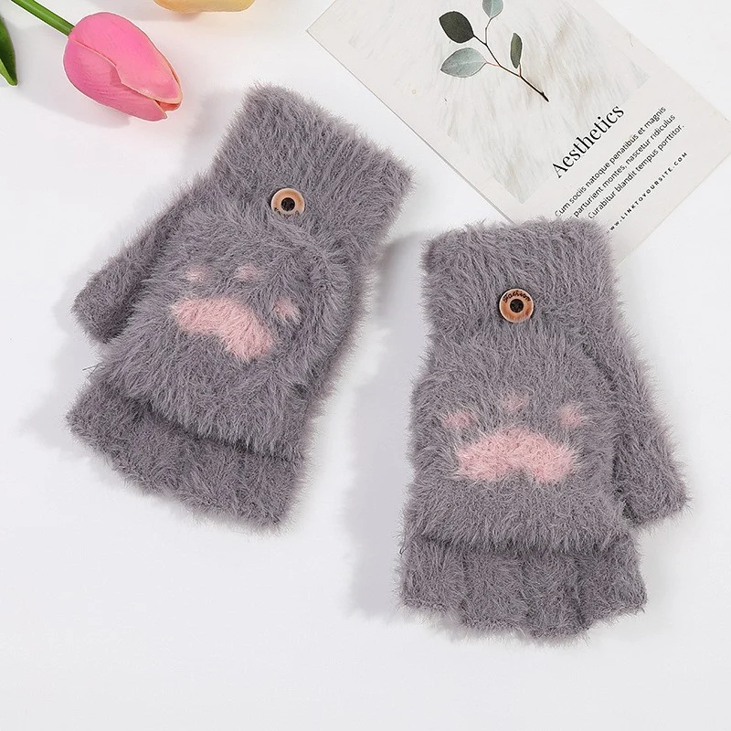 Half-finger Knitted Warm Cat-claw Gloves — image 3