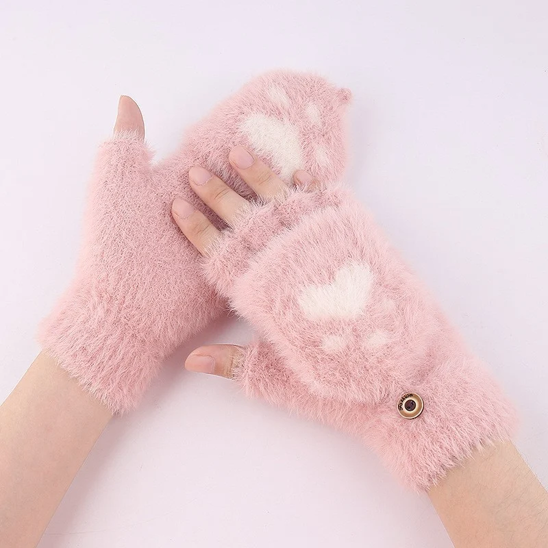 Half-finger Knitted Warm Cat-claw Gloves — image 2