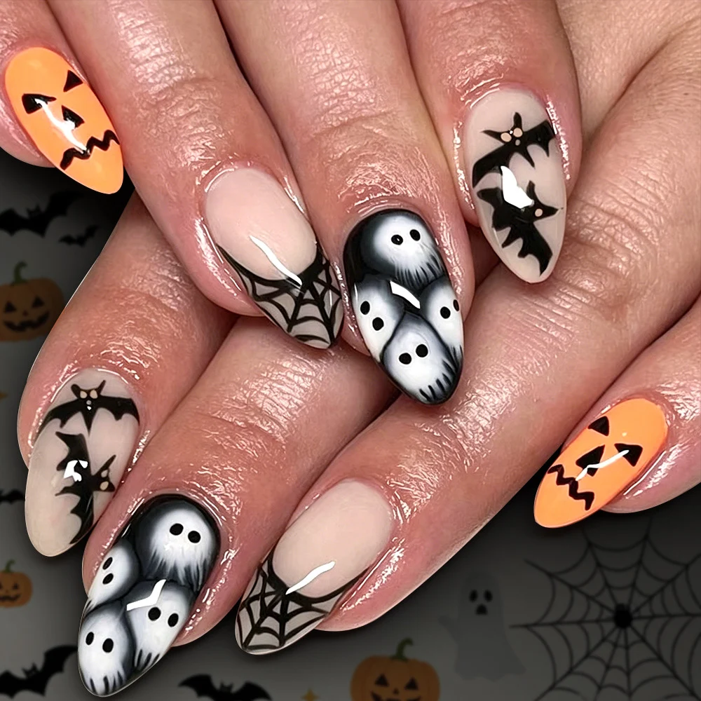Halloween Almond-shaped Glossy Press-on Nails — image 4