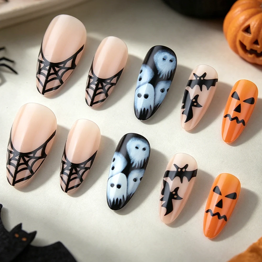Halloween Almond-shaped Glossy Press-on Nails — image 2