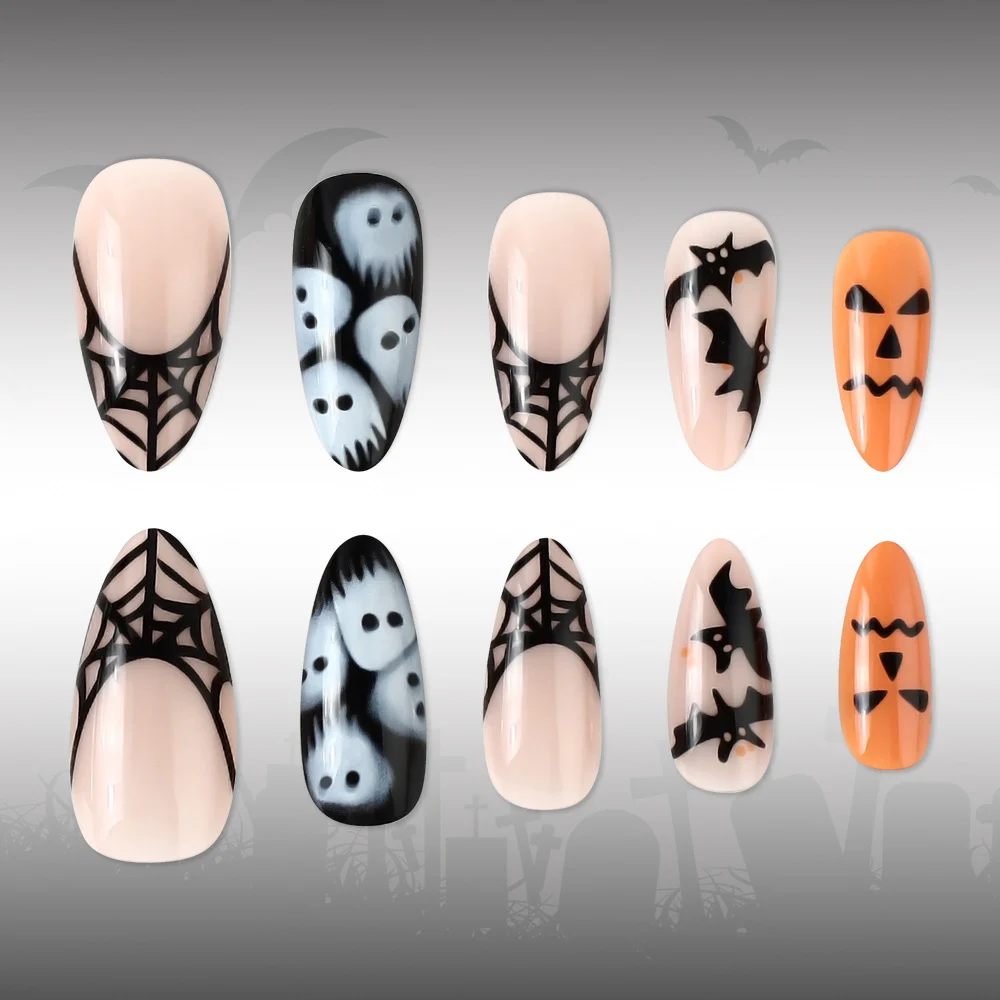Halloween Almond-shaped Glossy Press-on Nails — image 5